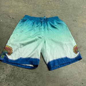 Casablanca Men's Coquillage Silk Shorts Blue Shell S/L Beach Designer Luxury